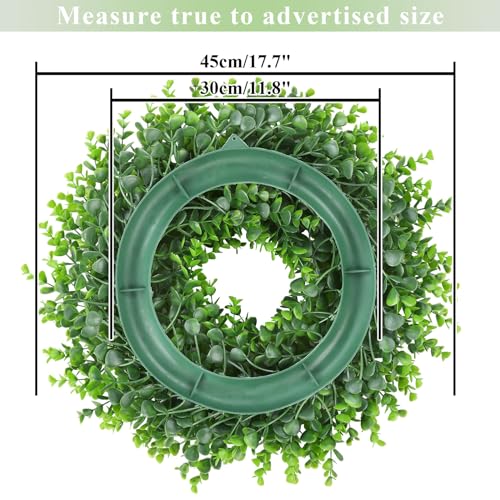 U'Artlines 17" Spring Summer Wreath for Door Green Boxwood Wreath Greenery Hanging Garland for Home Wedding Wall Window Decoration(01)