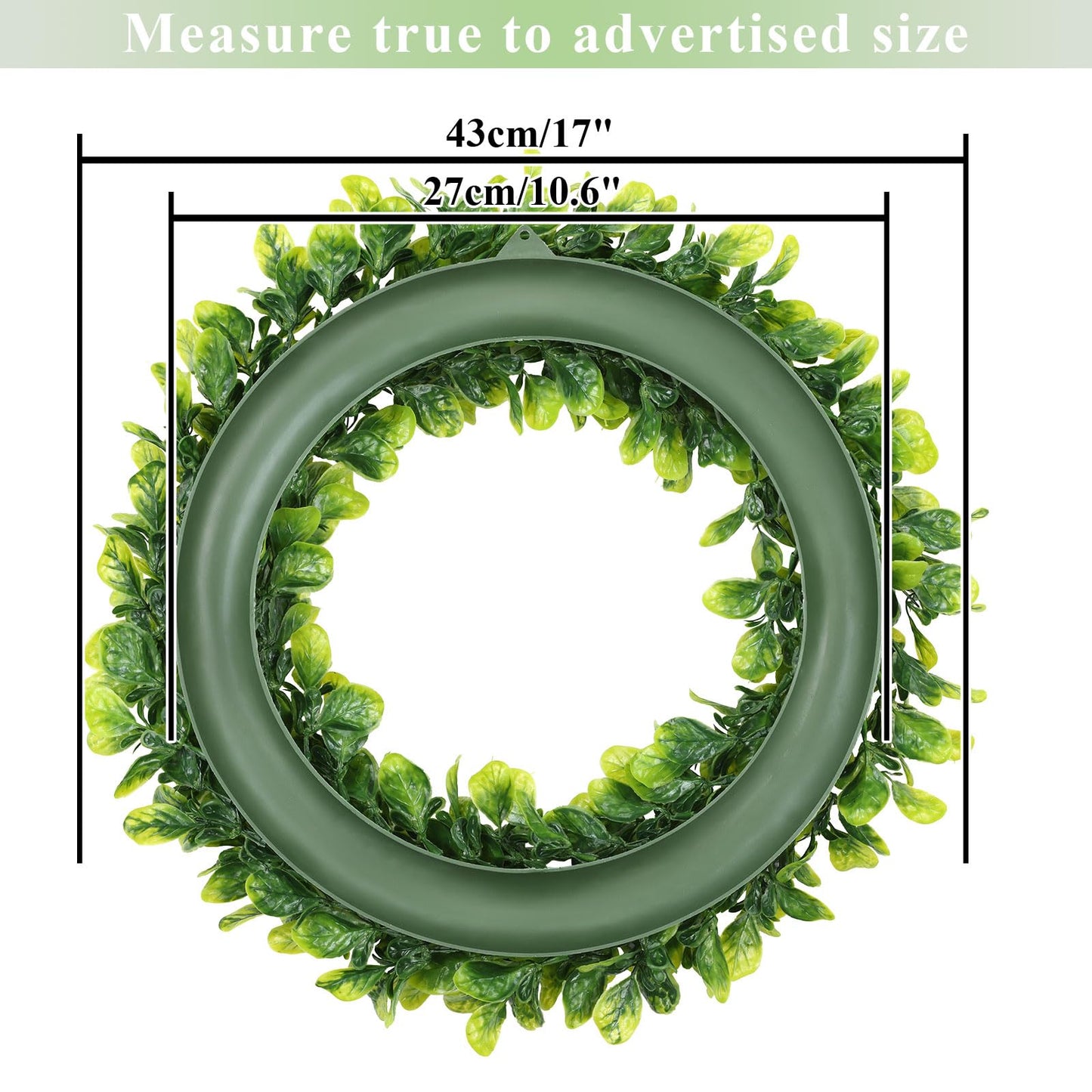 U'Artlines 17" Spring Summer Wreath for Door Green Boxwood Wreath Greenery Hanging Garland for Home Wedding Wall Window Decoration(01)