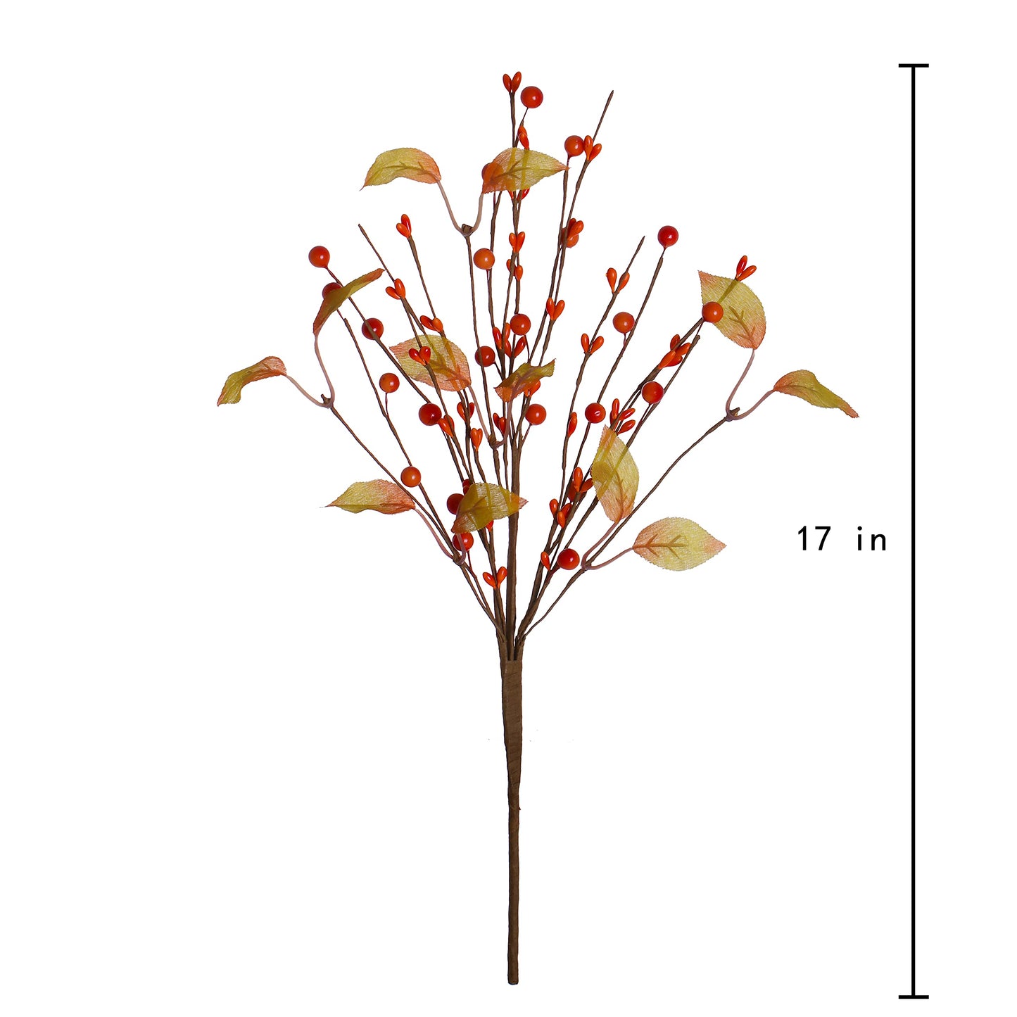 6Pcs Artificial Fall Berry Stems, Orange Pumpkin Picks Floral with Berry Fall Picks for Floral Arrangements, for Autumn Thanksgiving Home Table Centerpiece Decorations (17in)