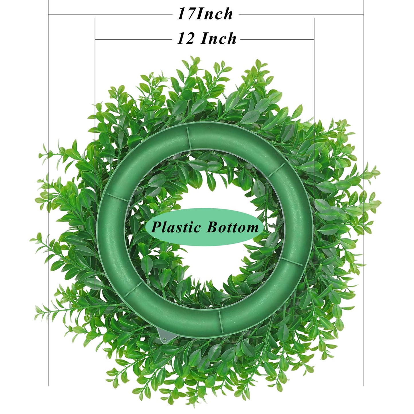 U'Artlines 17" Spring Summer Wreath for Door Green Boxwood Wreath Greenery Hanging Garland for Home Wedding Wall Window Decoration(01)