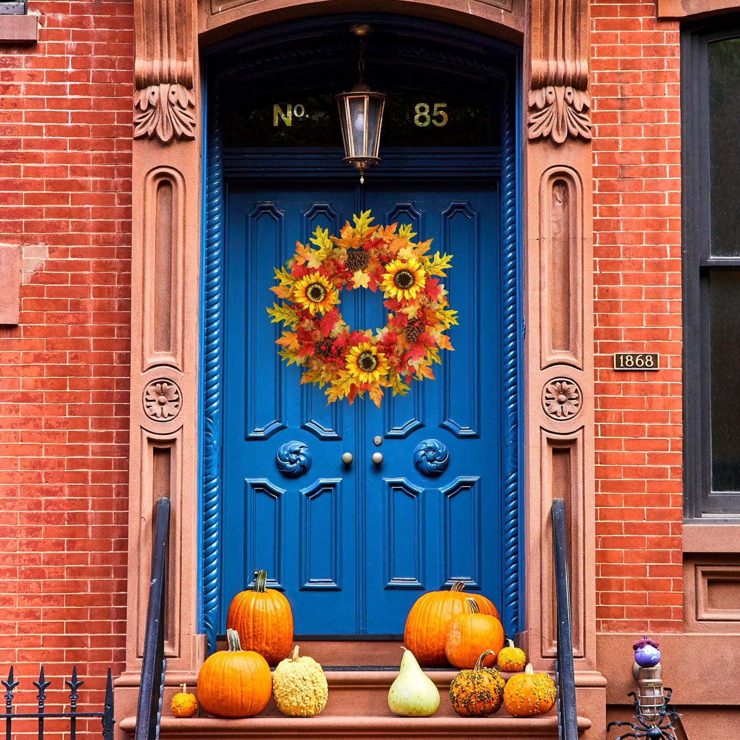 26 Inch Fall Wreath for Front Door, Artificial Autumn Wreath with Maple Leaves,Oak Leaves,Flowers,and Berries, Thanksgiving & Halloween Fall Decor for Indoor Outdoor Wall Window