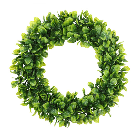 U'Artlines 17" Spring Summer Wreath for Door Green Boxwood Wreath Greenery Hanging Garland for Home Wedding Wall Window Decoration(01)