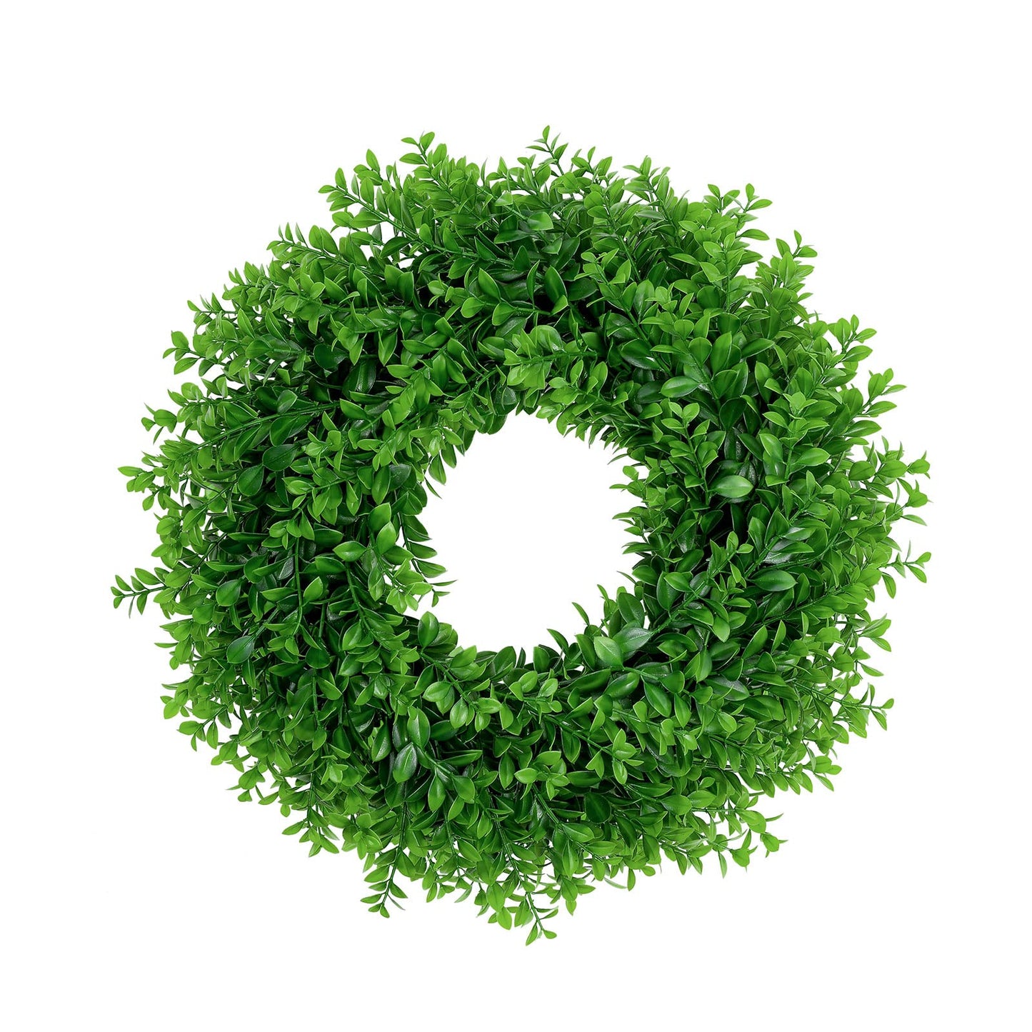 U'Artlines 17" Spring Summer Wreath for Door Green Boxwood Wreath Greenery Hanging Garland for Home Wedding Wall Window Decoration(01)