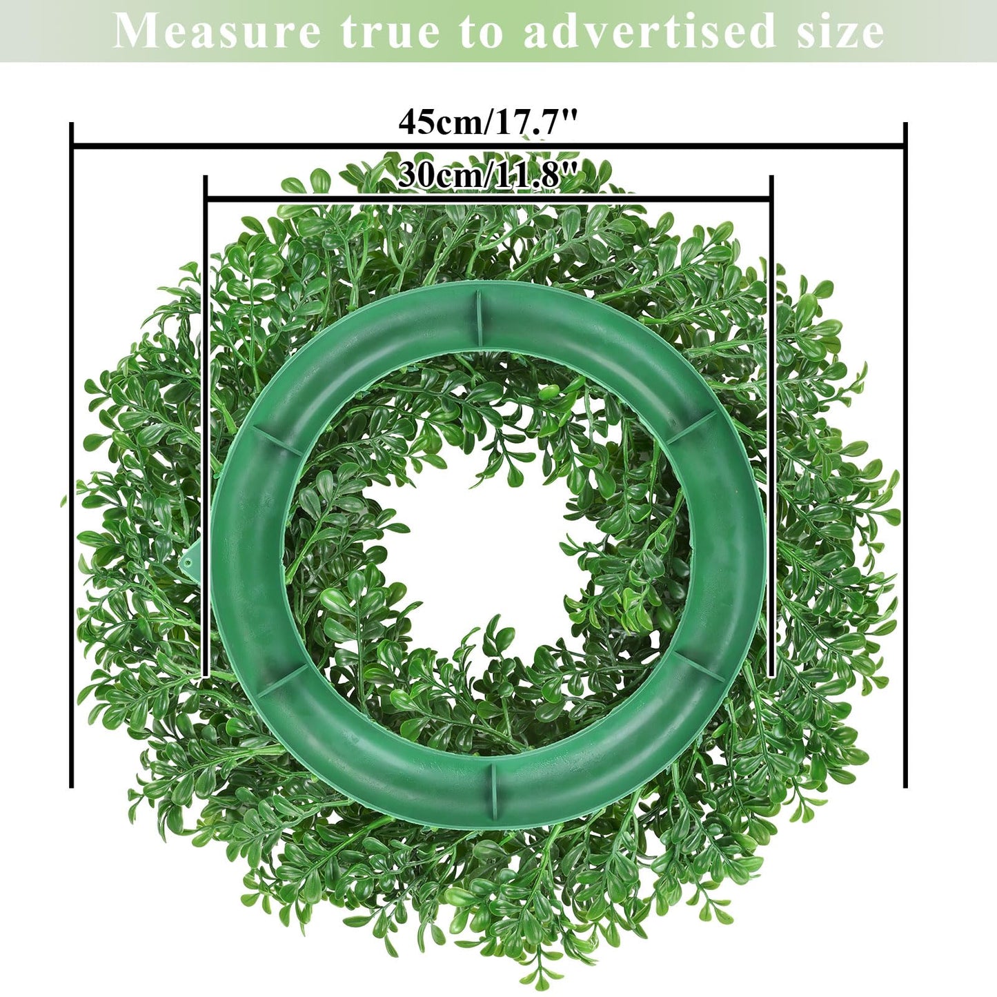 U'Artlines 17" Spring Summer Wreath for Door Green Boxwood Wreath Greenery Hanging Garland for Home Wedding Wall Window Decoration(01)