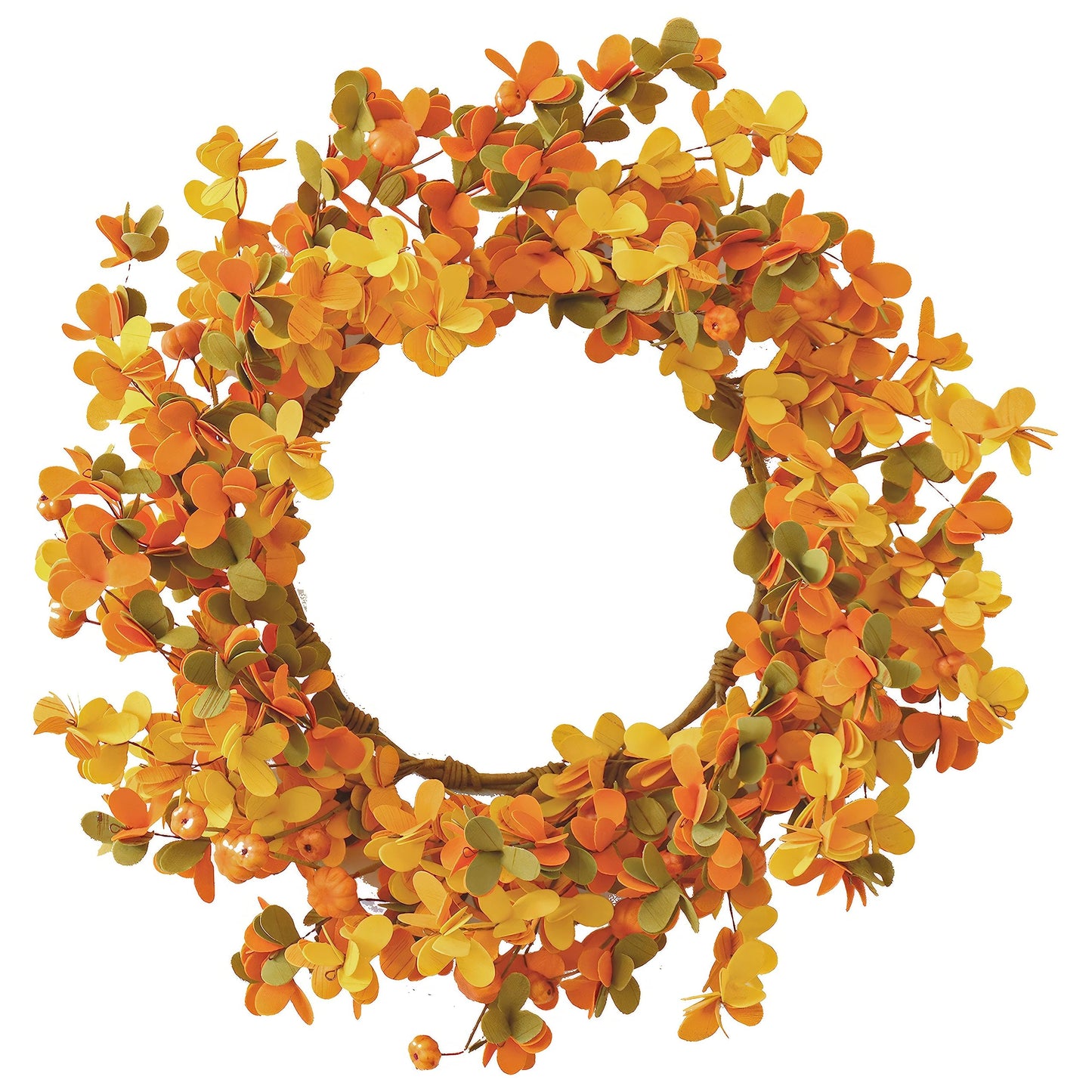 Fall Wreath 20 Inches Autumn Wreath with Eucalyptus and Pumpkins Harvest Wreath Indoors&Outdoor Thanksgiving and Farmhouse Fall Wreaths for Front Door (Orange Yellow)