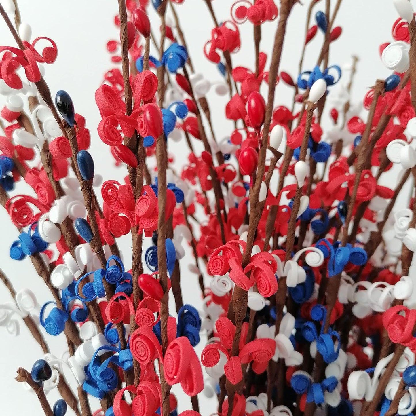 10 PCS Artificial Flower Stems,Patriotic Flower Picks Red White Blue Faux Flowers for 4th of July Independence Day Decor-30” Tall